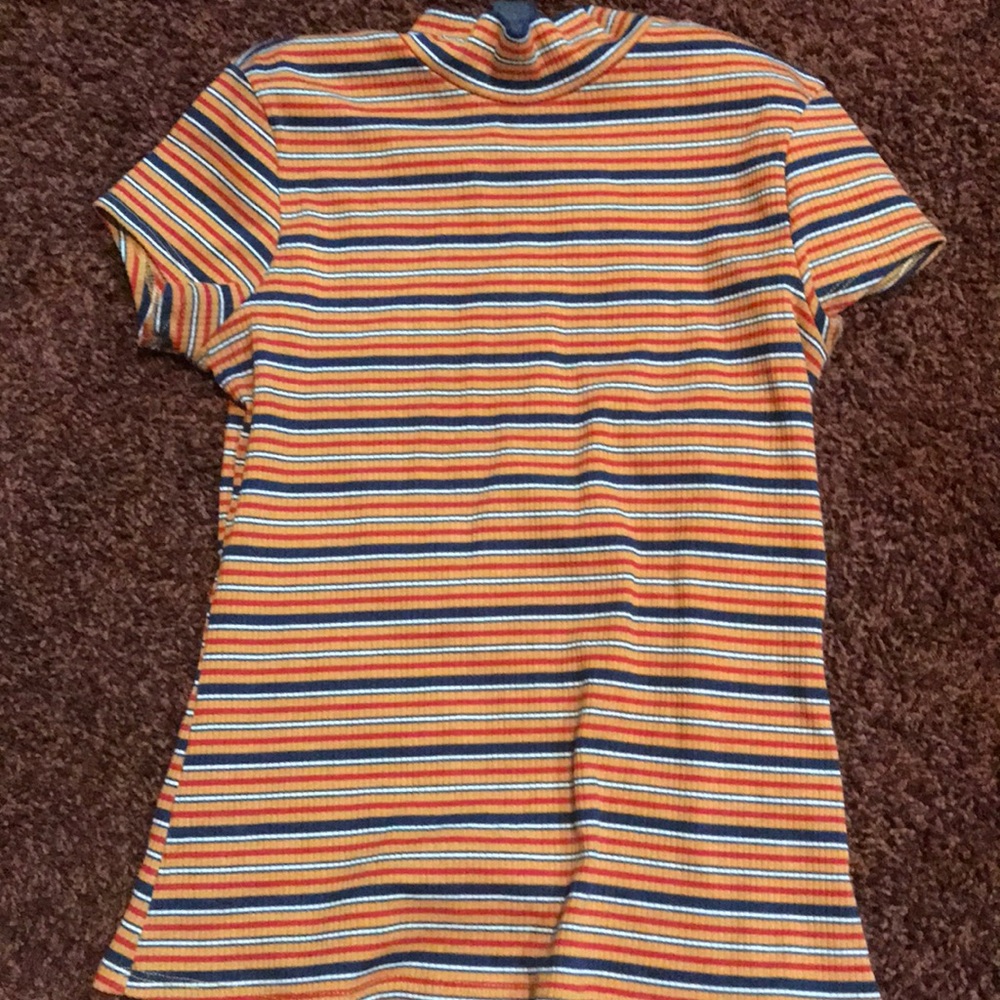 Stripped high neck tee